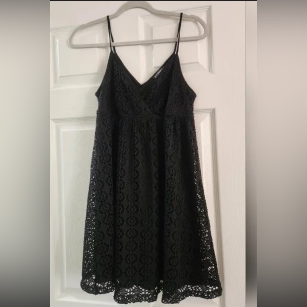 Express-mini eyelet lace dress 
Spaghetti straps & cross over